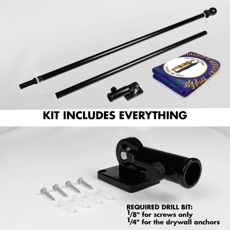 UD_G128 Combo Pack: 6 Ft Tangle Free Spinning Flagpole (Black)