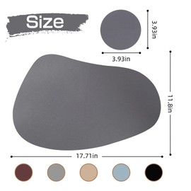 Faux Leather Placemets Set of 8 - Faux Leather Placemets,Stain Resistant, Heat Resistant, Easy to Clean Waterproof Washable Placemats for Kitchen Dining Patio Table Decorations