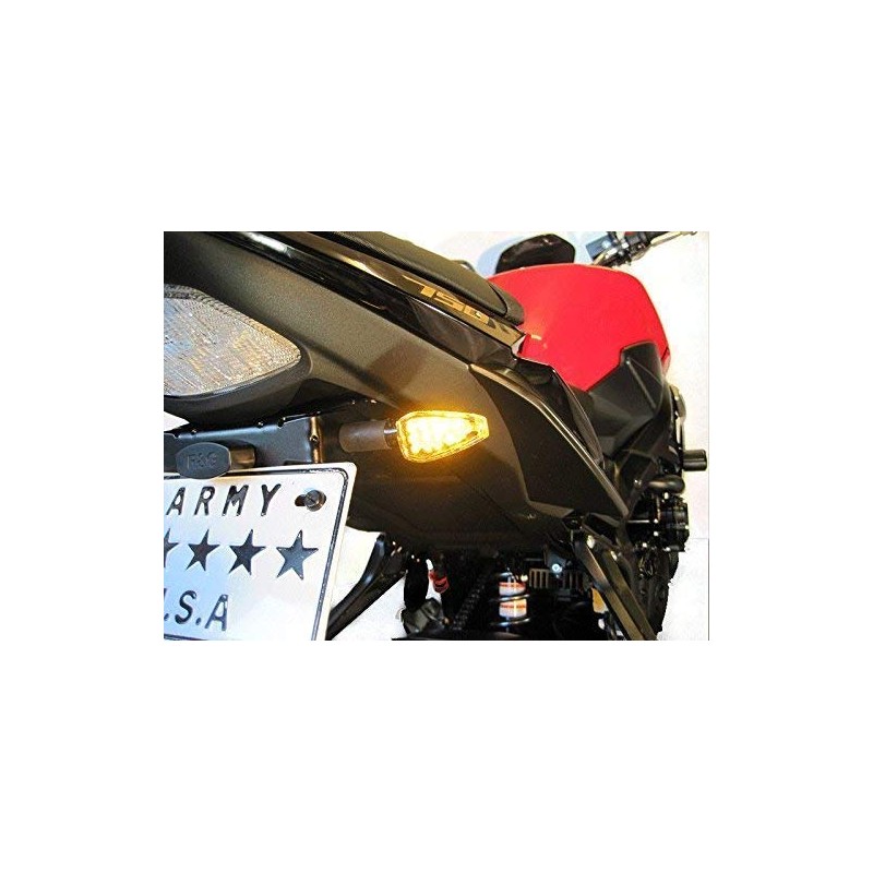 Motorbike LED Indicators - Black - Long Stem
