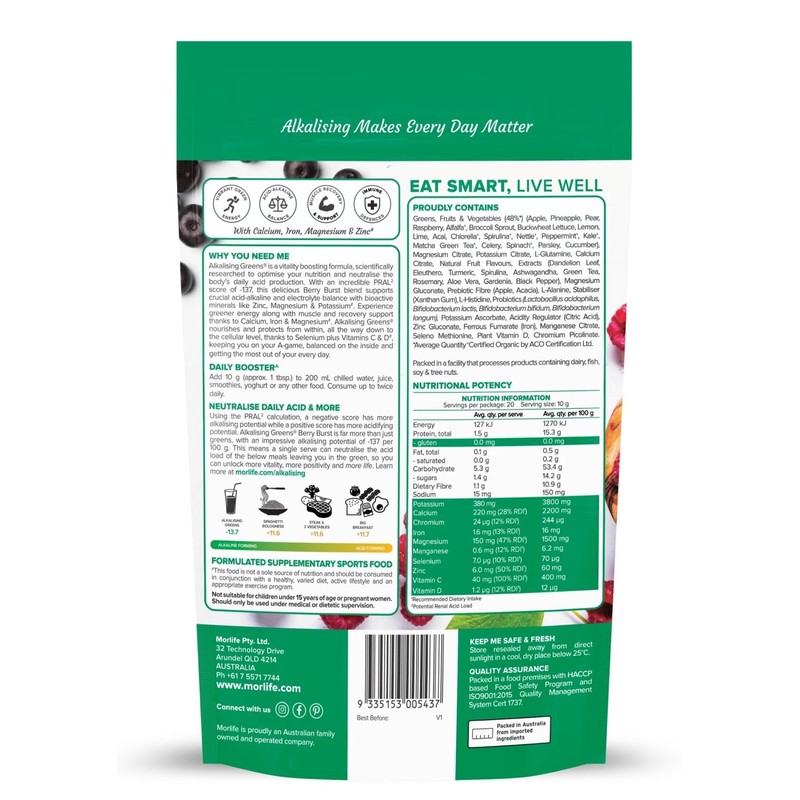 Morlife Alkalising Greens® Berry Burst 200g
