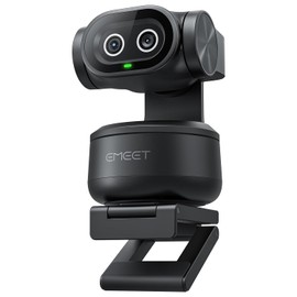 eMeet PIXY Webcam PTZ 4K con Doble Cámara Tecnología y Seguimiento IA, Enfoque Automático de 0.2s PDAF, Sensor de 1/2.55'', 3 Micrófonos, Compatible con OBS/Twitch/Switch 2