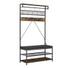 72 in Freestanding Coat Rack with Shoe Bench 2-Tier Storage