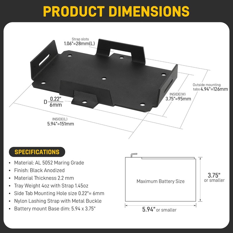 Wyckoff Small Battery Tray Fit 12V-6V / 6AH 7AH 8AH
