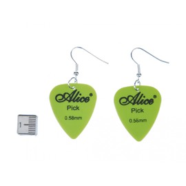 Miniblings Plectrum / Plectrum Earrings Pendant Guitar Electric Guitar Band Green Handmade Fashion Jewellery I Earrings Silver-Plated, Cotton