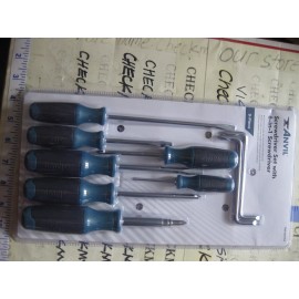 ANVIL NEW NIB ANVIL SCREWDRIVER SET WITH 6 IN 1 SCREWDRIVER TOOL 9 PIECE SET