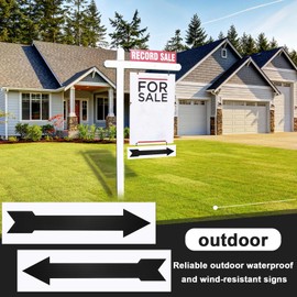 Wonderjune 4 Pcs 6 x 24 Inches Black Arrow Sign Real Estate Sign Riders Large Arrow Yard Signs Corrugated Plastic Double Sided Directional Arrows for Indoor Outdoor Lawn Garden Ground