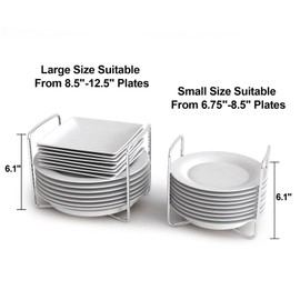 Dish Rack for Kitchen Countertop Organizer - Bamboo Plate Organizer for Cabinet Space Saver, Adjustable Stainless Steel 304 Plate and Bowl Holder with Portable Handle for Drawer Cupboard Shelf RV