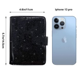 Travel RFID Passport Holder Wallet Case Large Family Document Organizer Wristlet, Glitter Black