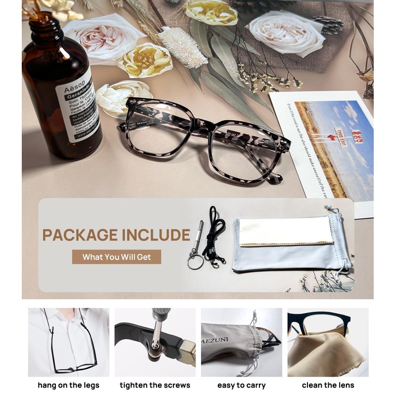 AEZUNI Large Frame Reading Glasses for Women Trendy Square Readers