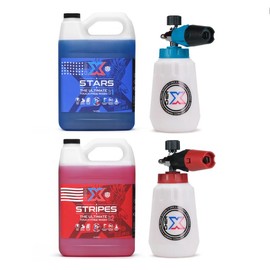 Chem-X Ultimate No-Touch Vehicle Wash Dual Foam Cannon Kit:_1 Gal Stars + 1 Gal Stripes With Chrome Cannons