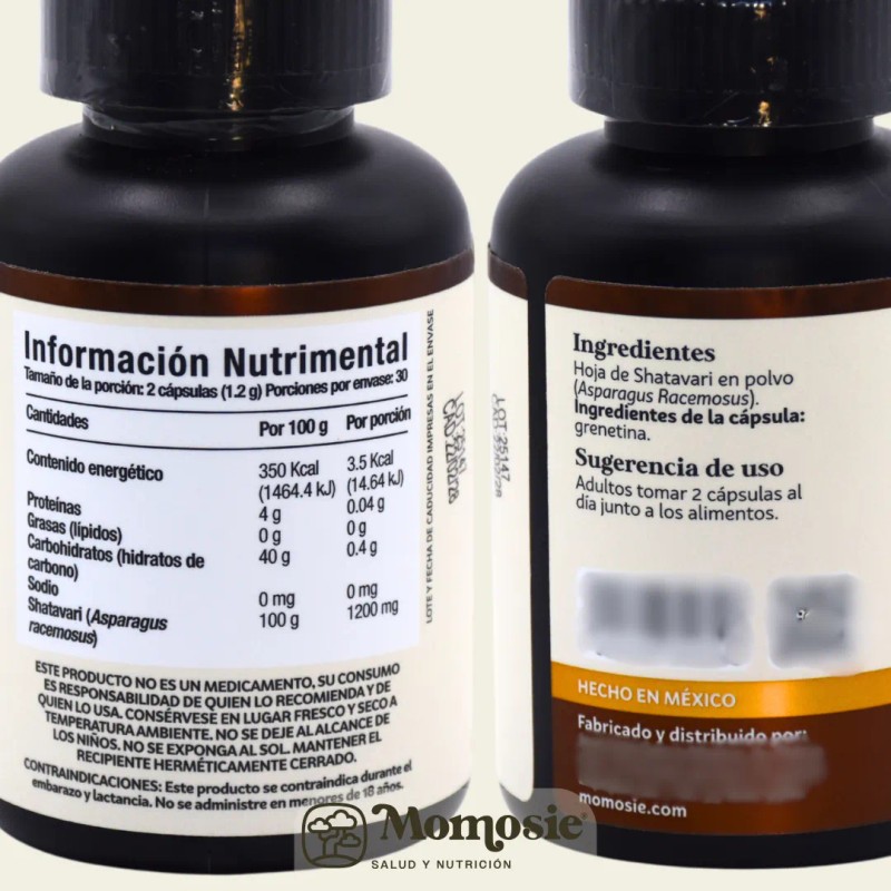 Shatavari 1000 Mg 60 Capsulas | Adaptógeno | Ingredientes Naturales