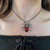 TseenYi Gothic Spider Pendant Necklace Vintage Red Crystal Spider Necklace