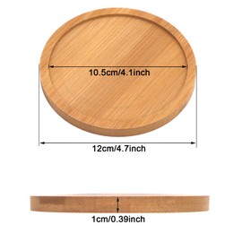 GUKBIAY Bamboo Plant Saucer 4.7 Inch 4 Pack Round Succulent Pot Holder Drainage Tray for Modern Ceramic Flower Plant Pot Holding Drainage Water