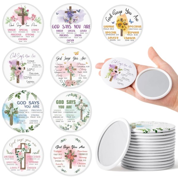 Y1tvei Christian Gifts Compact Mirror - 36Pcs Flower Cross God