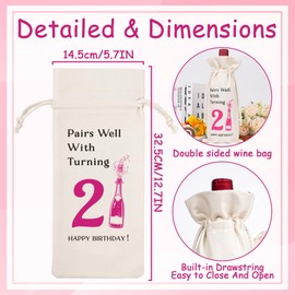 21st Birthday Gifts Wine Bag for Her - Funny 21 Years Old Happy Birthday Wine Bottle Gift Bags, Pairs Well with Turning Twenty One Present for Girls Friend Family