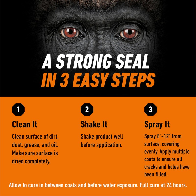 Gorilla Waterproof Patch & Seal Rubberized Sealant Spray, Crystal Clear,