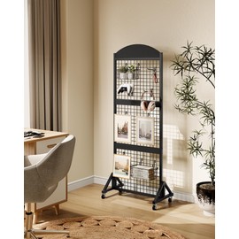 CHOEZON Grid Wall Panel 5.7' x 2' FT Grid Display Rack, Movable Gridwall Display Stand, Sturdy Floorstanding Wire Grid Rack, Black TCJ17BB