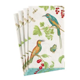 Caspari Jeweled Birds Paper Guest Towel Napkins in Ivory, 15 Per Package