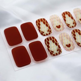 Red and Pink Honeycomb Heart PatternNail Strips