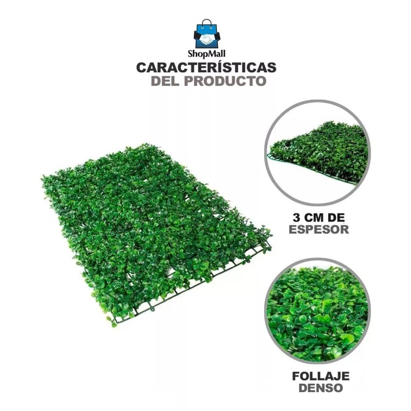 ShopMall Muro Verde Follaje Artificial Sintético 40 Pzs