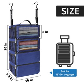 Suitcase Organizer,Travel Packing Organizers Portable Hanging Travel Shelves Collapsible luggage organizers for suitcase (navy blue)