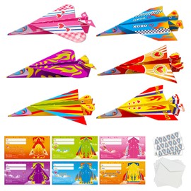 HEYINSHEN 30 Valentines Day Cards for Kids Classroom Flying Paper Airplanes Valentines Greeting Cards with Envelopes Airplane Valentines Day Gifts for Kids School Classroom Exchange Prizes Party Favor