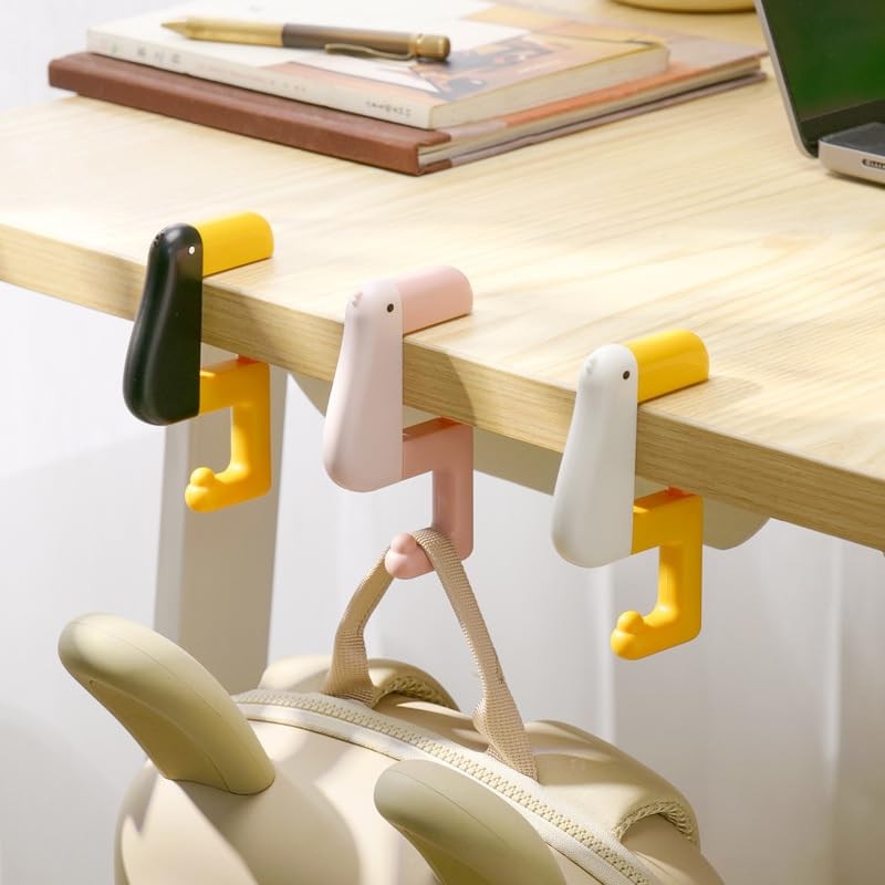 ZPVENATRO Decorative Duck-Shaped Detachable Desk Hook, Portable Side-Mount Schoolbag Pendant,