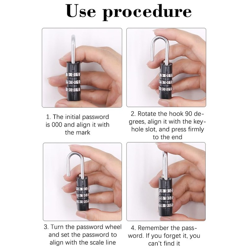 2 Pack Small Combo Locks 3 Digit Combination Lock Luggage