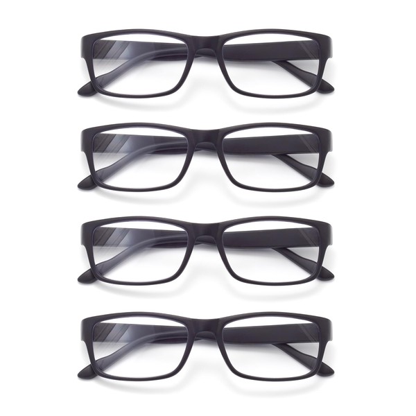 FoxMook 4 Pack Blue Light Reading Glasses Spring Hinge Frame