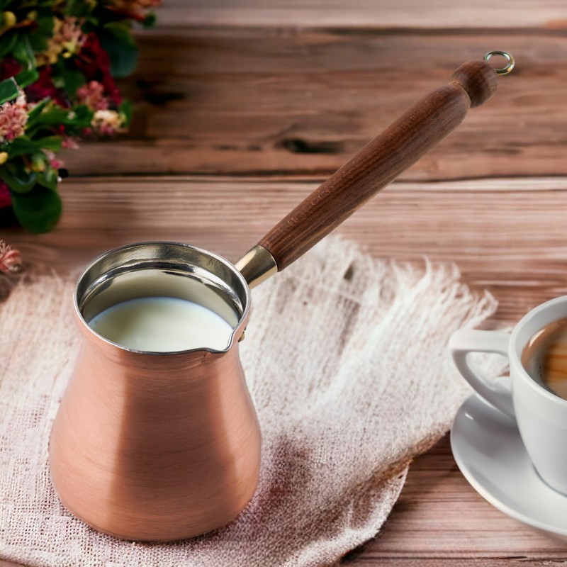DEMMEX Turkish Coffee Pot – 1mm Thick Brushed Copper Cezve,