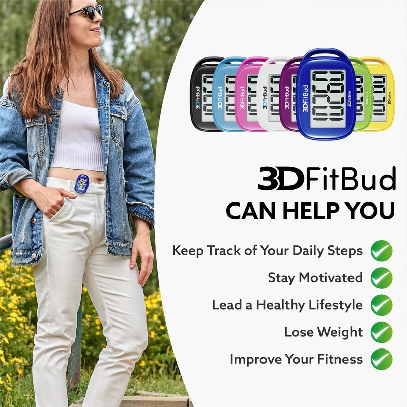 3DFitBud Simple Step Counter Walking 3D Pedometer from 3DActive with