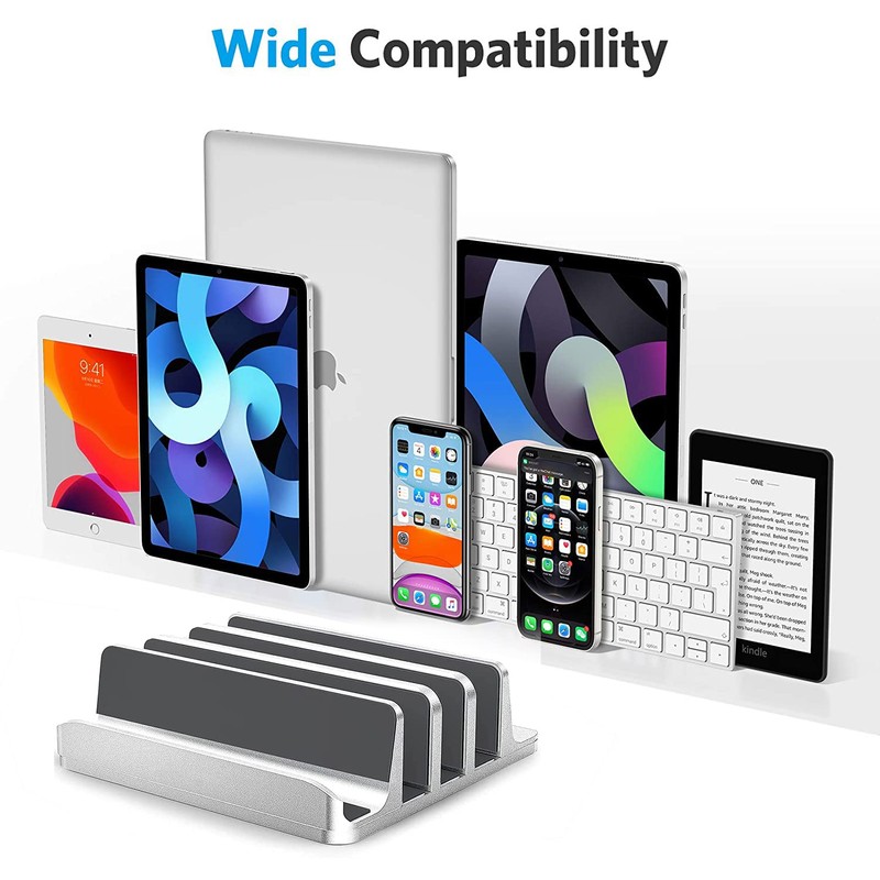 Vertical Laptop Stand,Upgraded Adjustable 4 Slots Laptop Stands, Desktop Aluminum