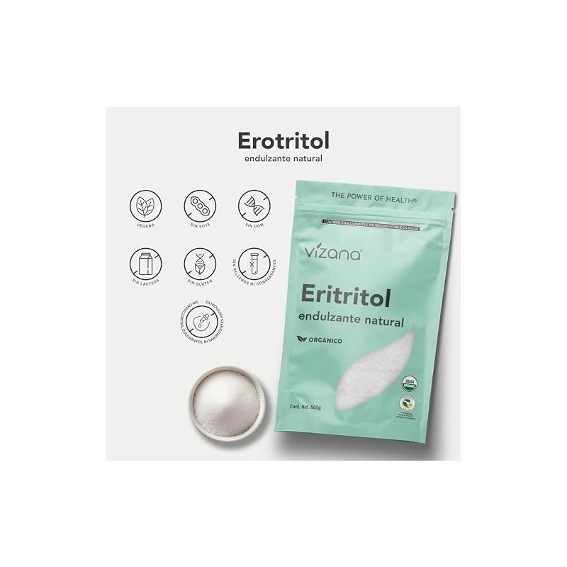 VIZANA NUTRITION | Eritritol Endulzante Orgánico USDA 1000g por pack