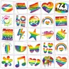 CHARLENT Glitter Rainbow Temporary Tattoos - 74 Individually Sheets Glitter