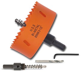 VIKITON 3.5 inch Hole Saw with Arbor for Metal Wood Plastic, 3-1/2 in Bimetal Hole Cutter for Different Project with Smooth and Flat Drilling Edge, Fast Chip Removal