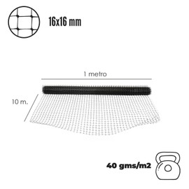 BOP-Schutznetz, 16 x 16 mm, 40 g/m², 1 m x 10 m.
