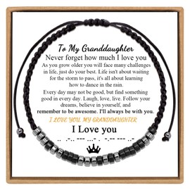 JoycuFF Gifts for Granddaughter Bracelets To My Granddaughter from Grandma Birthday Mother's Day Christmas Gifts Morse Code Bracelets for Women I Love You