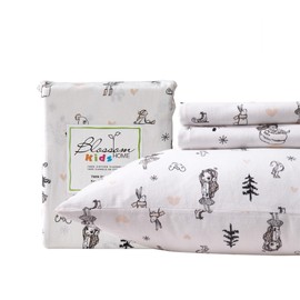 New Season - 100% Cotton Kids Flannel Sheets Softly Brushed Cotton Flannel Sheets - Stylish Printed Bed Sheets - Warm, Breathable Bed Sheets Set (Joy, Queen)