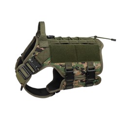 PETNANNY Tactical Dog Harness - Service Dog Harness Emotional Support Dog Vest for Medium Large Dogs, No Pull ESA Dog Vest with Hook & Loop, Working Molle Vest for Training Huntin(Woodland Camo,L)