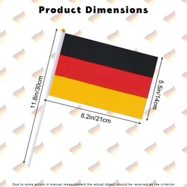 ADMAY Germany Flag Small for Euro Decoration 2024, 14 x 21 cm German Hand-Held Flag with Stick, Polyester Germany Flag, Germany Hand-Held Flag for Football Fans