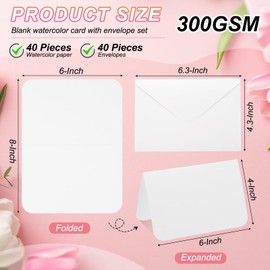 PATIKIL 40 Sets Pure Cotton Watercolor Cards 140lb/300 GSM Postcards Rounded Corners with Envelopes for Art Painting Creative Thank Notes, 4x6 Inch Foldable Size(Yellow Box)