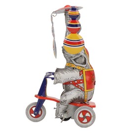 Elephant On Tricycle Tin Toy Retro Iron Handmade Elephant On Tricycle Clockwork Toy for Collection