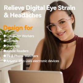 VIKISOIO 99% Blue Light Blocking Glasses Women Men, Relieve Eye Strain, Sleeping Glasses, Amber Glasses for Gamer, Computer, TV (Transparent-Clear)