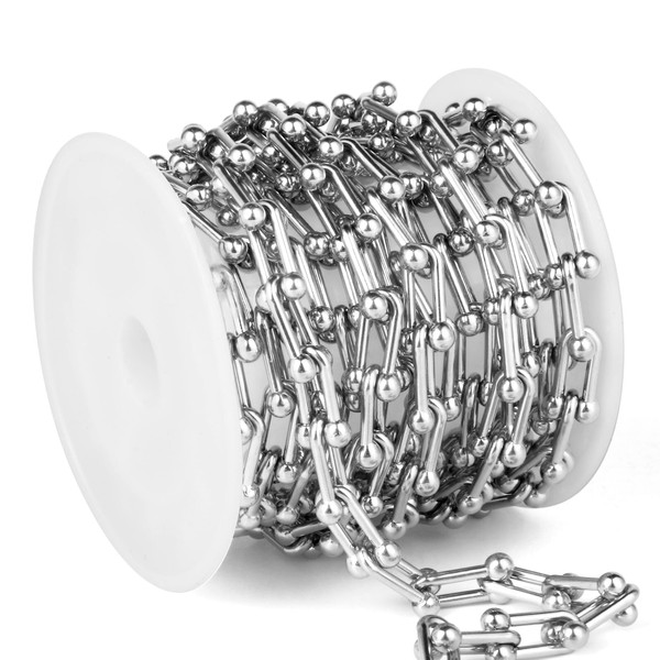 2 Meters Stainless Steel U Shaped Link Chains Roll, 7mm