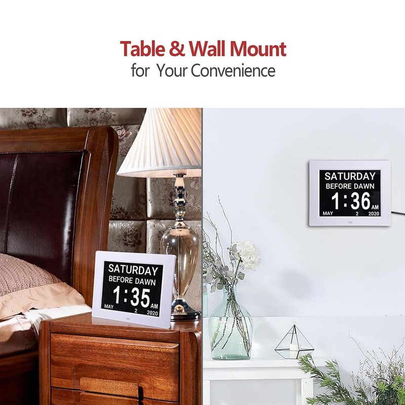 HeyJiaYu 8 Inch LCD Digital Calendar Day Clock, Dementia Clock