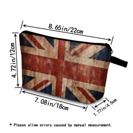 YULUENZE UK Flag Gift National Flag Makeup Bag Cute Small Organizer Bag with Zipper Britain Cosmetic Bag Birthday Gifts for Women Friends
