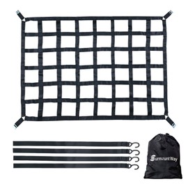 Surmountway Cargo Net for Pickup Truck Bed(66" x 50"), Truck Bed Cargo Net with Capacity 1100LBS, Heavy Duty Cargo Nets with Adjustable Cam Buckles & S-Hooks, Truck Cargo Net for Trailer Trucks