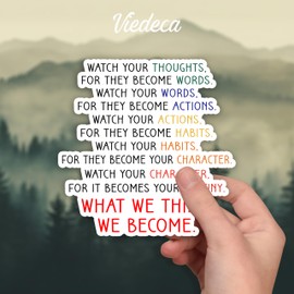 (3Pcs) Watch Your Thought for They Become Words, What We Think We Become Sticker Inspirational Sayings Motivational Vinyl Decals for Tumbler Laptop Water Bottles Books Phone - Size 3x3 Inches