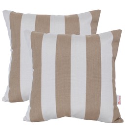 Sweet Summer Living Outdoor/Indoor Sunbrella Throw Pillow Cover Only Square Set of 2 Pieces 18 inch x 18 inch Maxim Heather Beige Stripe - Insert Not Included