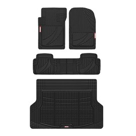 Motor Trend FlexTough - Juego Completo de Alfombrillas de Goma Negras avanzadas con Forro de Carga, Borde Combinado Delantero y Trasero para...       